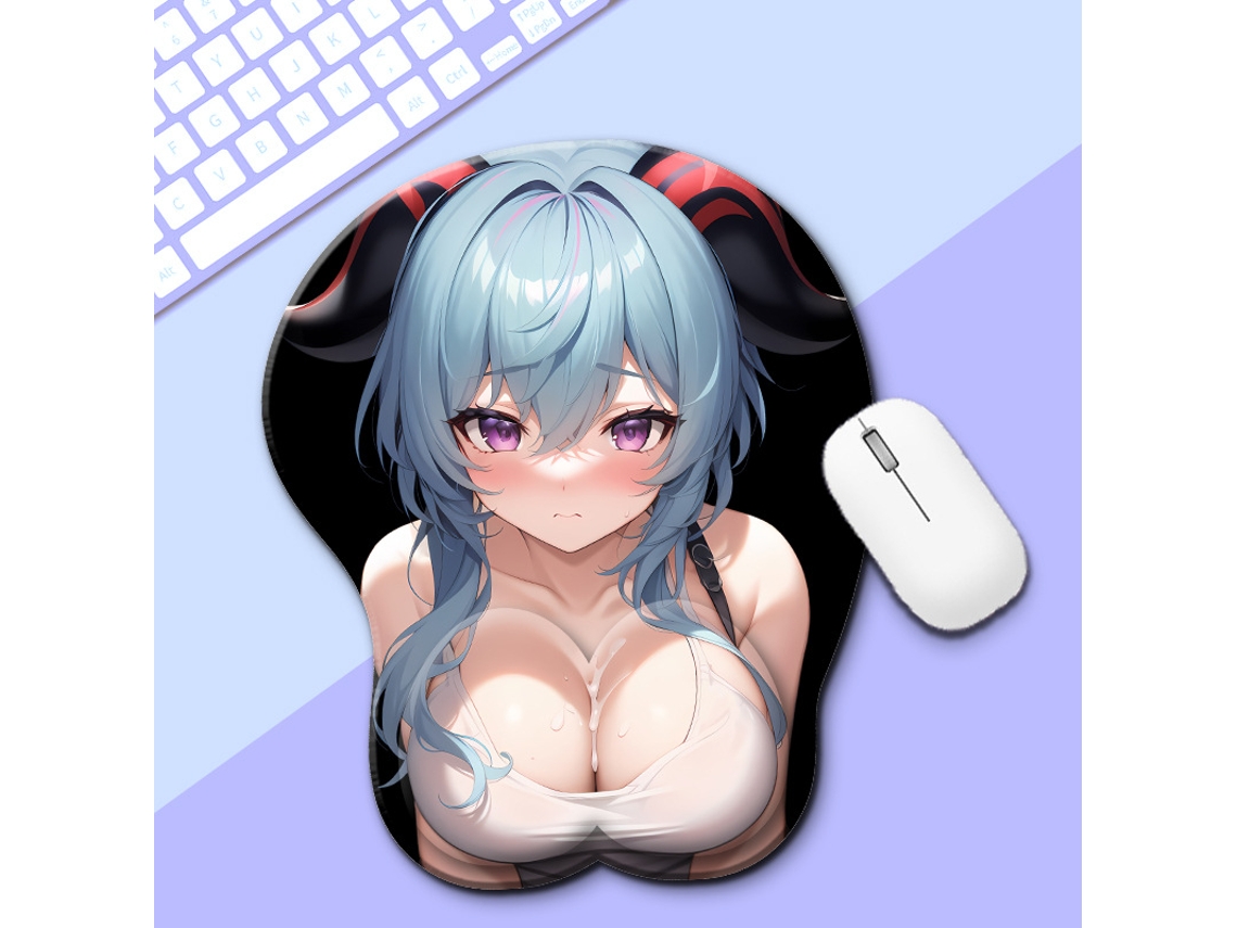 Mouse pad de pulso de anime (255 x 215 x 30 mm), bidimensional, antiderrapante e resistente à sujeira, macio e confortável, D Lyx (1 peça/DMH 8)