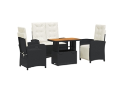 Garden Dining Set, Garden Dining Sets Vidaxl Preto Rattan / Vime (mesa Com 90 Cm De Comprimento)