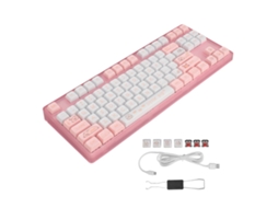 Teclado Mecânico 87 Teclas Pbt Sublimação Luz Branca Red Switch Usb Windows S/MARCA