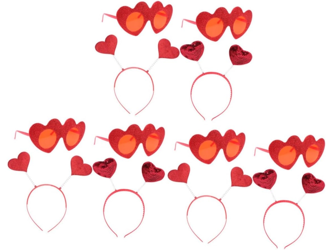 Nuobesty De 12 Tiaras Para O Dia Dos Namorados Com Óculos E Acessórios Em Formato De Coração Nas Cores Vermelho E