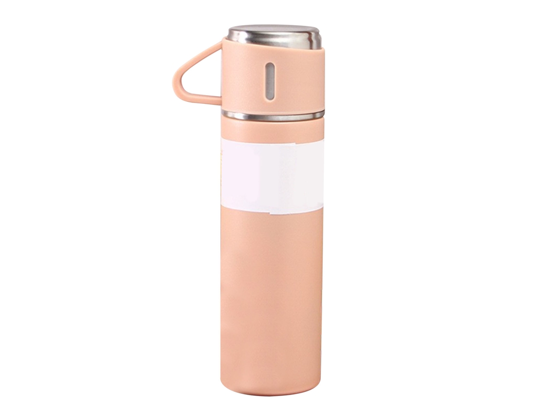 Garrafa Térmica Inox 500ml 3 Tampas Rosa Viagem