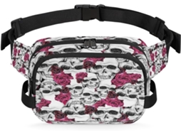 Pochete Rosa com Estampa de Caveira para Mulheres 22 8 X 6 3 X 15 5 Cm Design Diy Pa Impermeável de Alta Quali S/MARCA