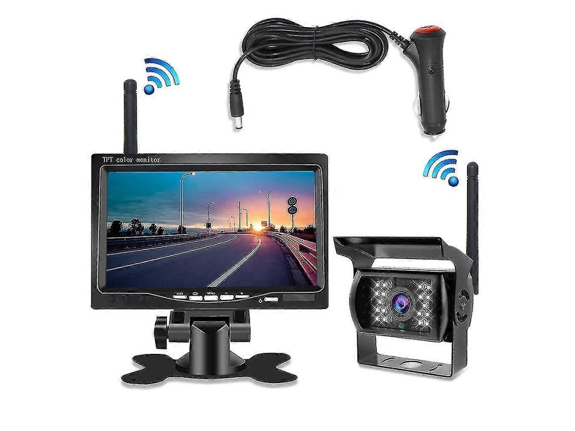 Monitor De 7 Polegadas Com Câmera De Ré Sem Fio, Visão Noturna, Para Carro, Rv, Caminhão Ou Ônibus
