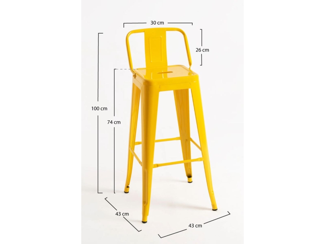 Pack 6 Bancos Torix Encosto 100 Cm - Amarelo