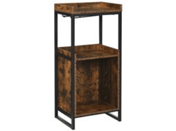 Mobile P/ Garrafas, Estilo Industrial, Adega 9 Garrafas, Porta-cálices, Castanho