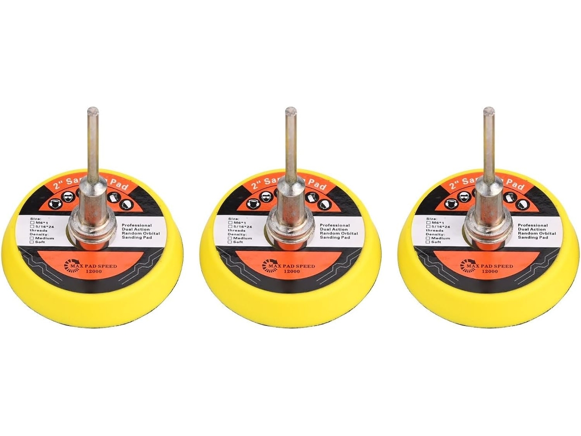 Conjunto De 3 Discos Lixa 50mm 2 Polegadas Com Camada Espuma Macia, Fixação Por Velcro Para Esmerilhadeiras Angulares