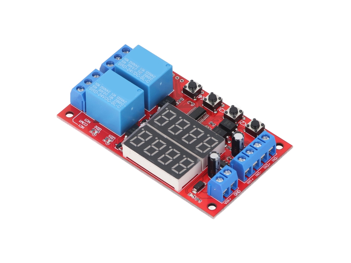 Módulo de Relé de 2 Canales 24v com Display Led Temporizador de Atraso Cíclico para Controle Automático Residencial