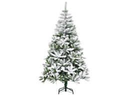 Árvore Natal Artificial 180cm Verde Nevada com 750 Ramos Ignífugos e Base Dobrável