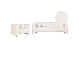 Conjunto De Salón De 4 Plazas Beliani Leiren De Bouclé Blanco 224x83x73