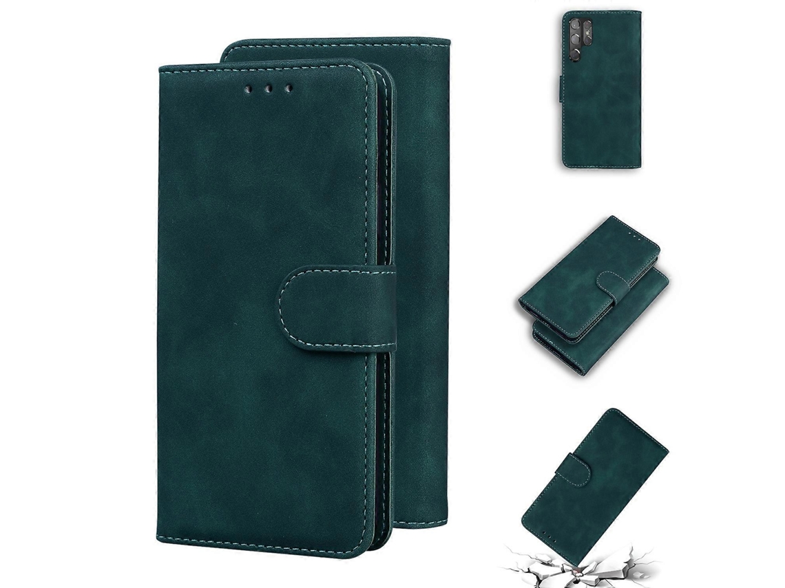 Capa Flip De Couro Com Textura De Pele Para Samsung Galaxy S22 Ultra 5g, Cor Pura