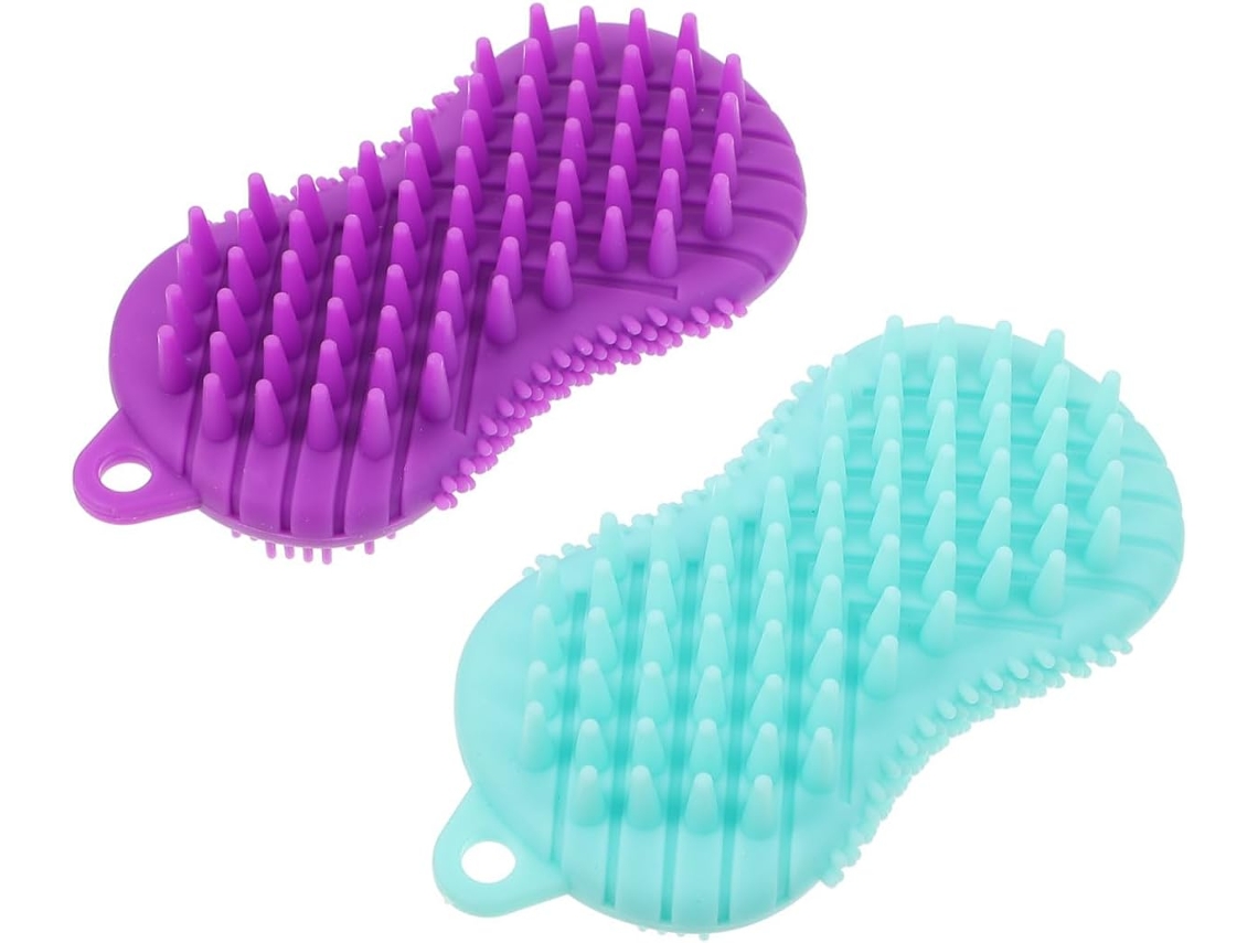 Conjunto De 2 Escovas Silicone Healvian Para Banho, Lavagem Manual Do Corpo, Remoção De Pelos E Limpeza Impurezas