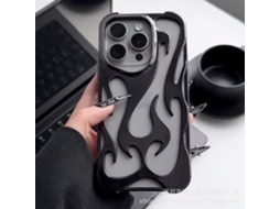 Capa Para Iphone 17 Air Preta Com Estampa De Chamas Vazadas, Dissipação De Calor Por Eletrodeposição, Resistente A Quedas E Macia.