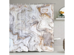 Cortina De Ducha De Mármol Gris Oro Blanco Con 12 Ganchos, Tela Impermeable Arte Abstracto 180x180 Cm