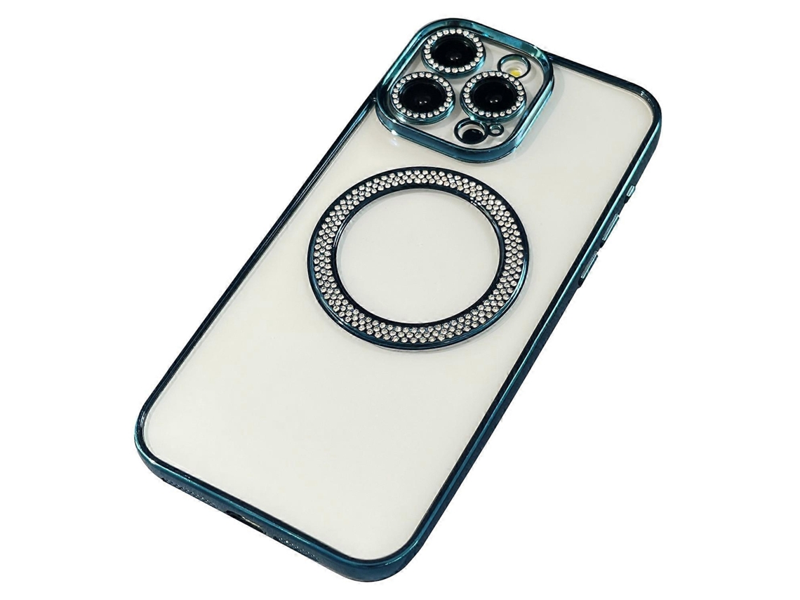 Capa Para Iphone 15 Pro Compatível Com Magsafe Com Decoração Em Strass Tpupc