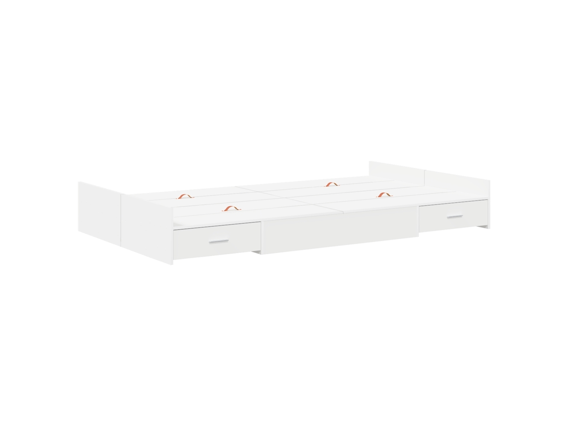 Conjunto 1 Estrutura De Cama Moderna Vidaxl Branco Madeira De Pinho Maciça (120 X 190 Cm)