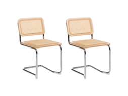 Sillas Cantilever Con Trenza Vienesa Beliani Cordova De Ratán, Hierro Natural 47x62x80