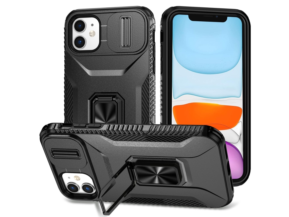 Suporte Casa Para Iphone 11 Pele Sintética Preto