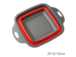 Cesto Dobrável para Lavar Legumes, Filtro Portátil para Frutas e Verduras, Removível e Dobrável MDUG (vermelho Grande)
