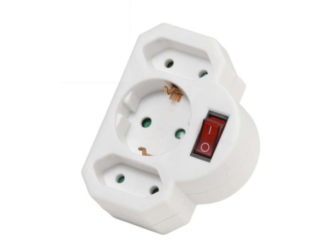 Adaptador VIVANCO 1T/2 EU Com Interruptor M-3F (Branco)