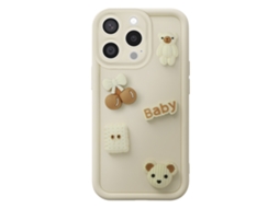 Capa Para Iphone 15 Pro Com Motivos Ursinho Kawaii Em 3d E Borda Elevada