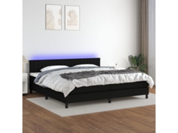 Vidaxl Cama Box Spring C/ Colchão E Led 200x200 Cm Tecido Preto