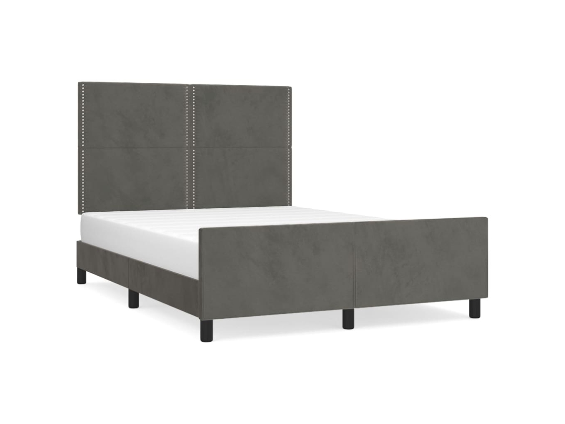 Bed Frame With Headboard, Bed Frames With Headboards Vidaxl Cinzeto Veludo (140 X 200 Cm)
