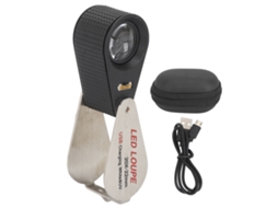 Lupa De Bolso Dobrável 20x, Portátil E Recarregável, Com Luzes Led Para Moedas, Tecidos E Insetos. Aquaforge