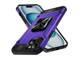 Suporte Casa Anel Para Iphone 15 Pele Sintética Roxo