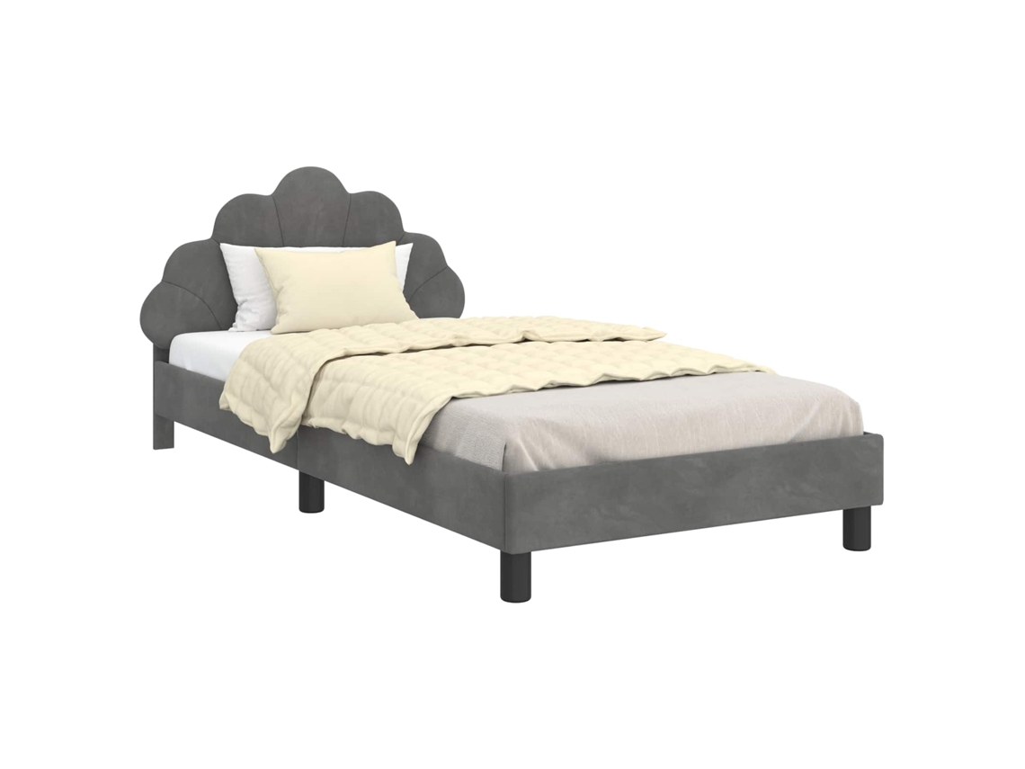 Estrutura de Cama Infantil com Cabeceira Cinza Escuro Veludo MAISON EXCLUSIVE