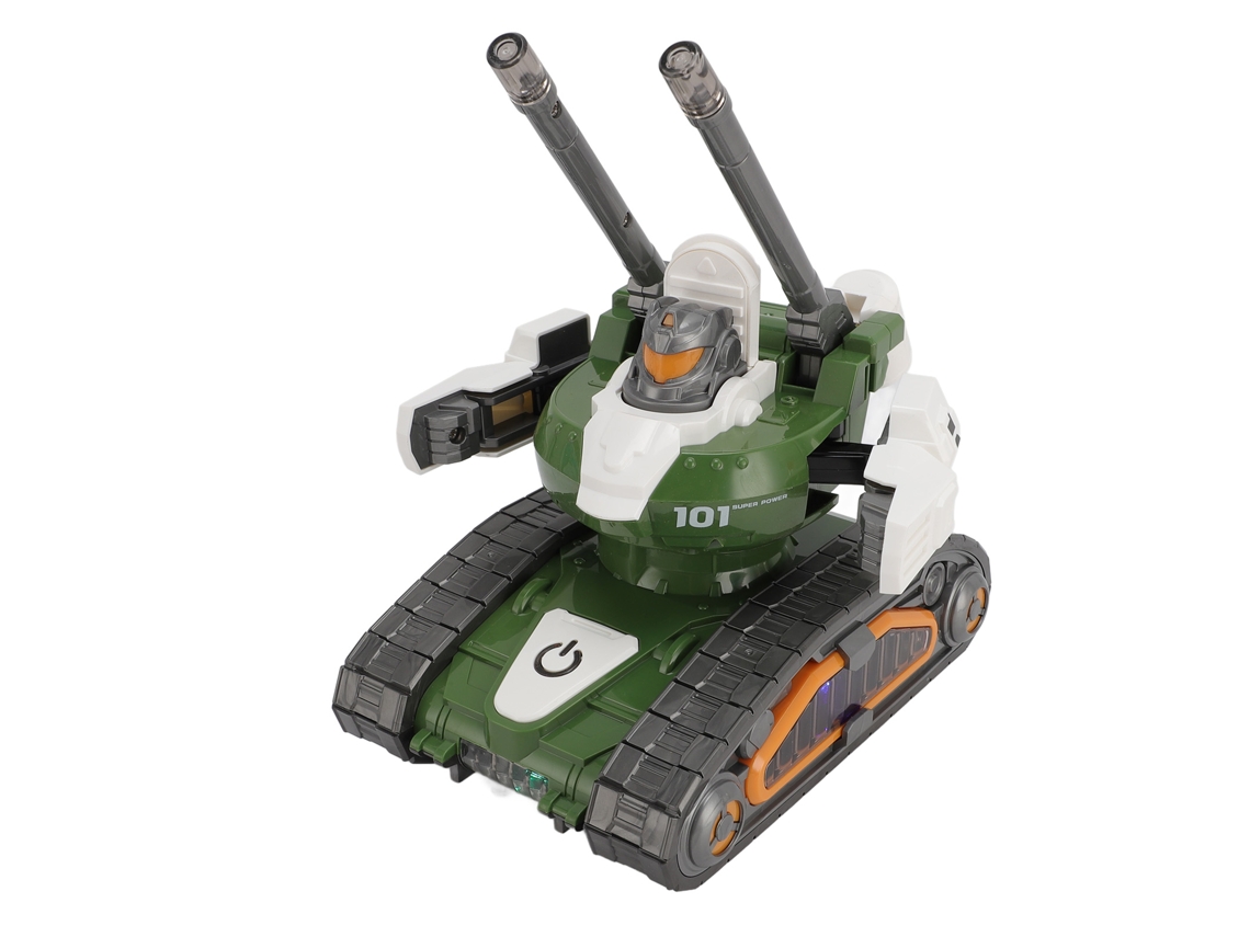 Walshlxq brinquedo de Tanque Transformador Elétrico com Luzes e Rotação, Robô de Stunts Móvel Automático para Crianças, Cor Verde