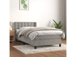 Vidaxl Cama Com Molas/colchão 100x200 Cm Veludo Cinza-claro