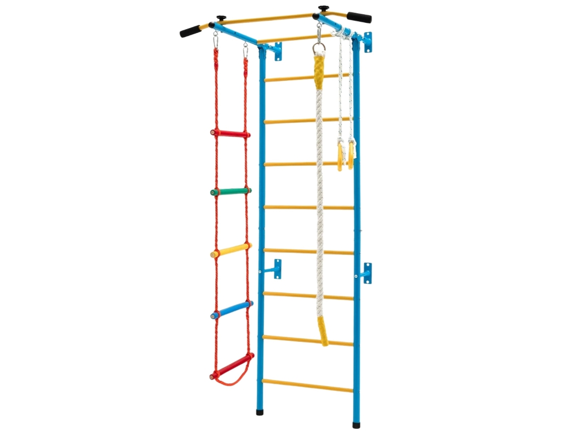 Parede de Escalada Infantil 107 X 83 X 223 Cm Azul e Amarelo para Até 100 Kg