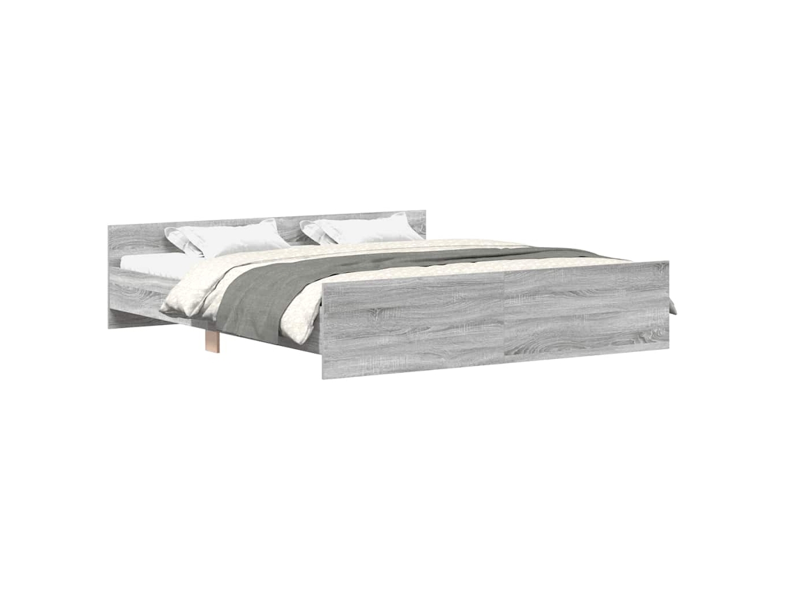 Bed Frame, Bed Frames Vidaxl Cinzeto Madeira Processada (200 X 200 Cm)