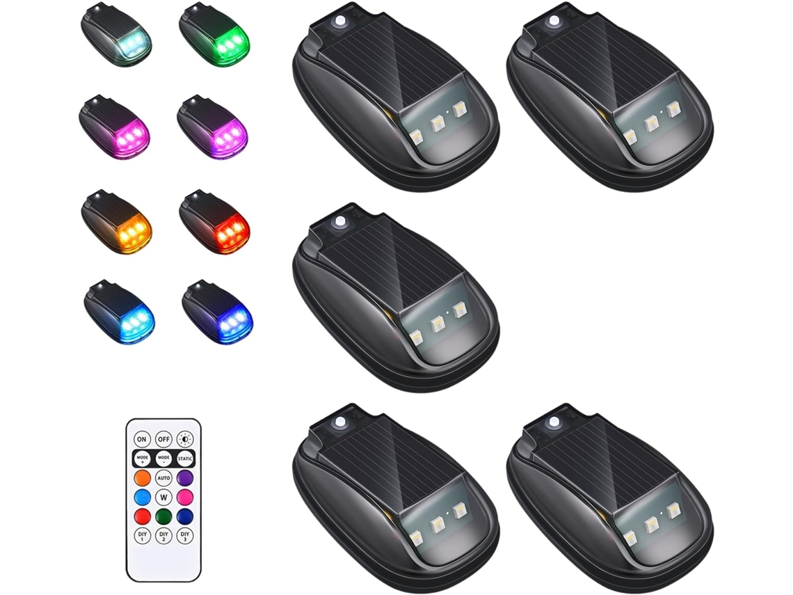 Luz Estroboscópica Rgb Solar Para Teto De Carro 2026, Luzes De Cabine Movidas A Energia Solar Sem Furos Com Controle