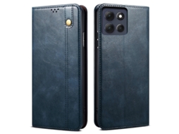 Capa Tkdaddy Para Motorola Moto G86 5g Com Textura Crazy Horse E Suporte De Carteira De Couro Encerado, Azul