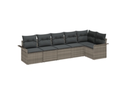 Conjunto 6 Sofá De Jardim Vidaxl Cinzento Vime Pe (297,5 X 132,5 X 85 Cm)