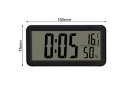 Relógio de Parede Led Despertador Digital de 15Cm-Relógio Led com Temperatura e Umidade Interna Montagem na Parede e Suporte Dobrável