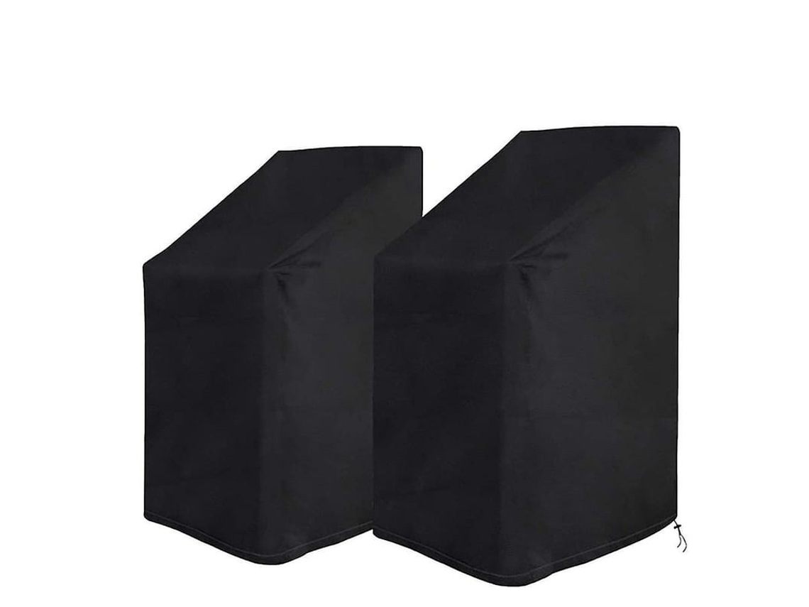 Capinha Para Cadeira De Jardim 2 Peças, Protetora Para Cadeiras Empilháveis, Impermeável, Antivento, Anti-uv, Preto (65*65)