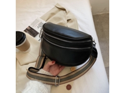 Bolsa De Zíper Duplo Da Moda, Bolsa Transversal Feminina De Couro Sintético, Alça De Ombro Larga, Preta SUNNY SPACES