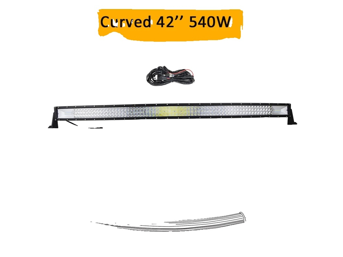 Barra De Luz Led, Design Curvo, Mãºltiplas Opã§ãµes De Comprimento,42in Com Fiaã§ã£o Oem
