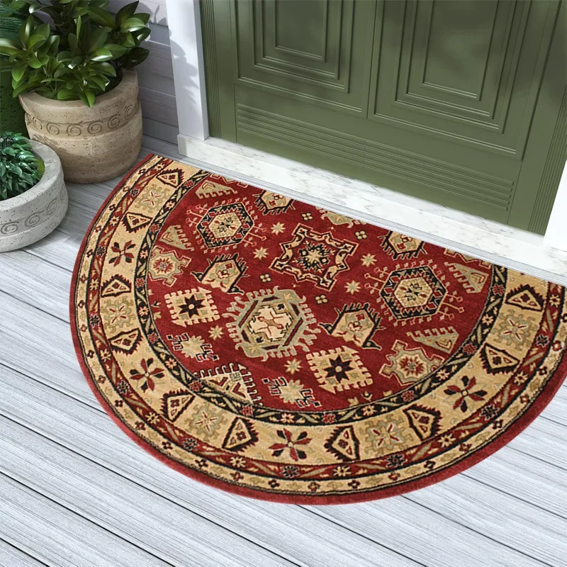 Tapete Semicircular Em Estilo Étnico (60x90cm), Com Padrão Geométrico Retrô, Resistente Ao Desgaste E Fácil De Limpar. (estilo 3, 60x90cm)