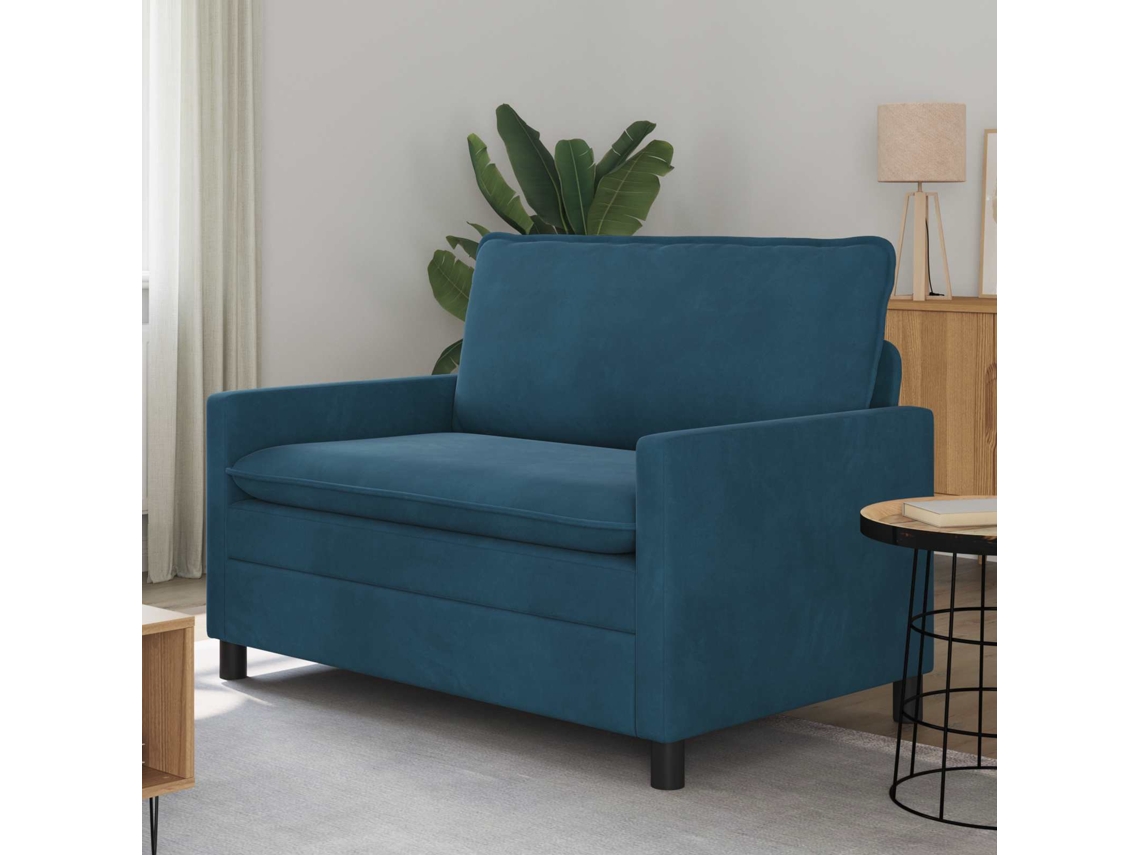 Vidaxl Sofá Azul 126 X 81 X 87,5 Cm Veludo