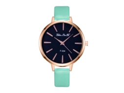 Relógio de Pulso Feminino de Quartzo em Couro Pu Moda Casual com Mostrador Redondo (verde Menta)