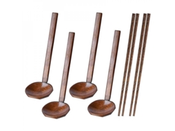 Colheres de Madeira Nova Line de Cabo Longo 2 Pares para Ramen, Sopa e Arroz Marrom S/MARCA