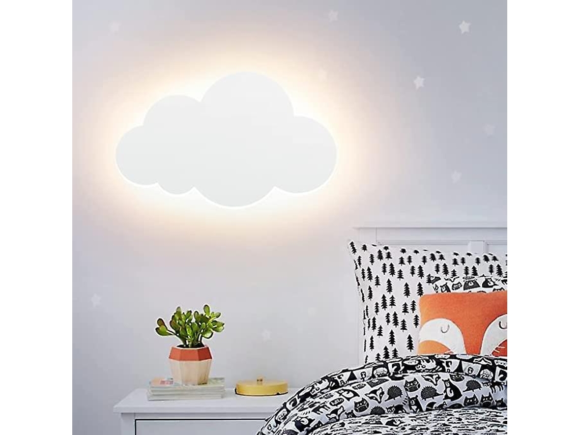 Rebe lâmpada de Parede Nuvem Interior Moderna com Led Integrado Acrílico Luz Quente para Quarto Infantil Branco