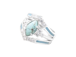 2026 anel de Turquesa Natural e Diamante de Prata para Dia Das Mães Presente Especial