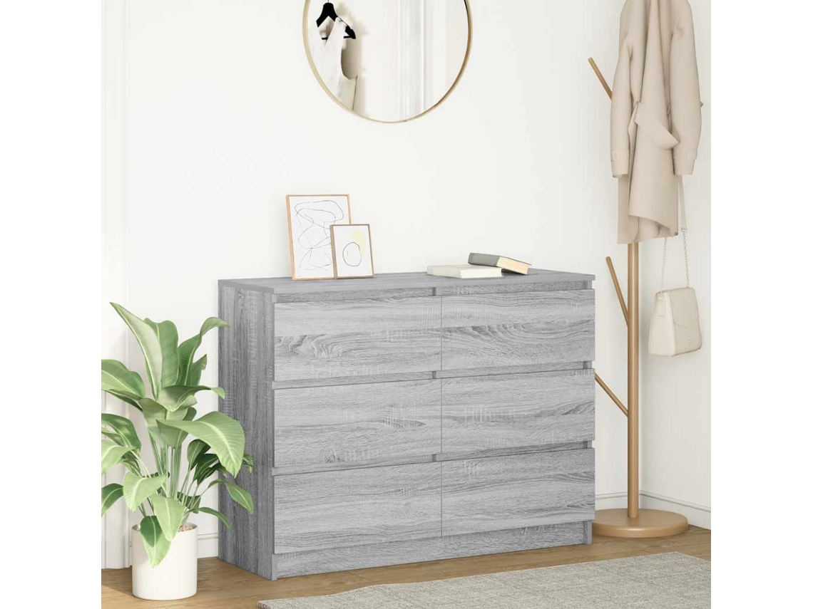 Vidaxl Aparador 100x35x76 Cm Derivados De Madeira Cinzento Sonoma