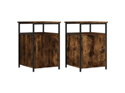 Bedside Cabinet, Bedside Cabinets Vidaxl Marrom Madeira Processada (n/a)