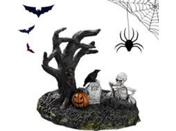 Estátuas De Halloween, Escultura De Árvore, Caveira, Corvo, Pedra | Lápide |