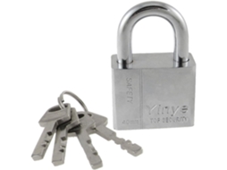 Armário com Porta de Metal Prateado, Cadeado de Segurança de 40 Mm + 4 Chaves CHABERLU